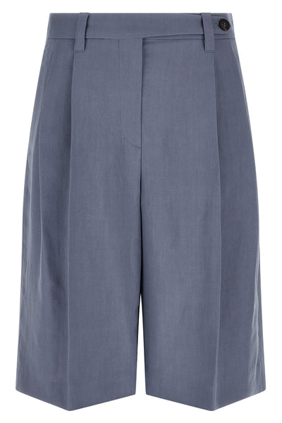 sartorial bermuda shorts in viscose and linen fluid twill