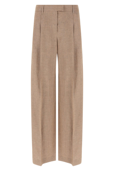 loose pleated pants in sparkling linen twill