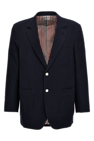 single-breasted wool seersucker blazer