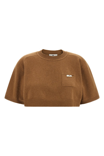the elisabetta franchi top redefines the proportions of contemporary knitwear th