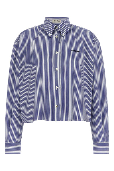striped cotton poplin cropped shirt