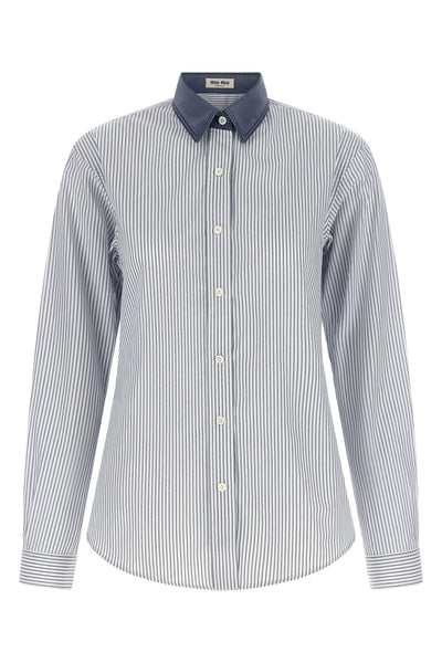 the miu miu pure cotton shirt redefines the codes of classic tailoring through a