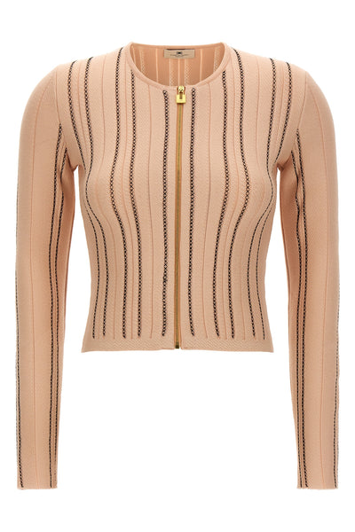 the elisabetta franchi cardigan redefines everyday elegance through a tight silh