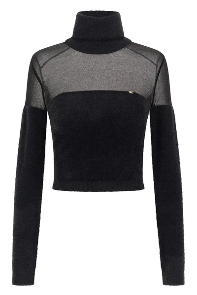 fur-effect knitted turtleneck sweater