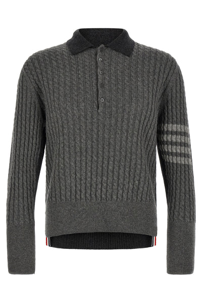 the thom browne 2-in-1 trompe loeil long-sleeve polo shirt