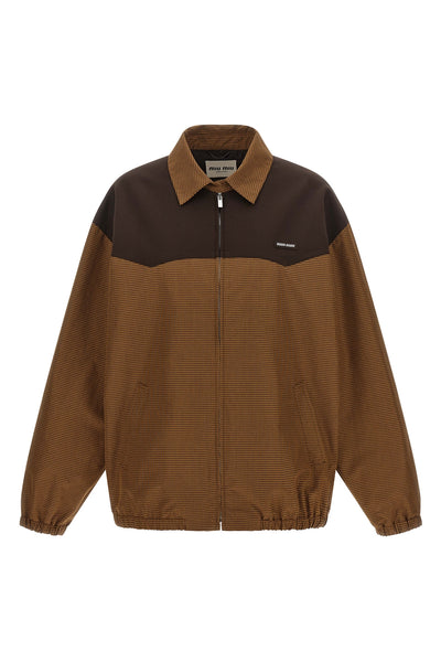 the miu miu checked vichy blouson is made of pure structured cotton