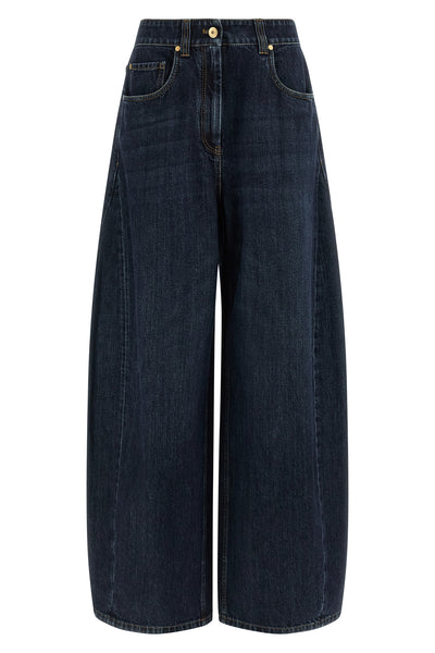the wide barrel stone-washed cotton denim jeans