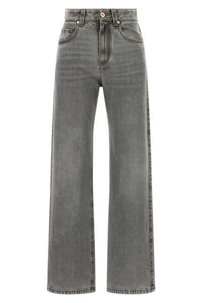 brunello cucinelli contemporary loose pure cotton jeans feature a straight-leg