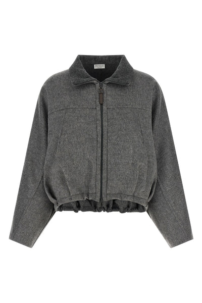 lined mélange virgin wool jacket