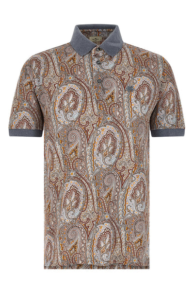 all-over arnica paisley pure cotton piquet polo shirt