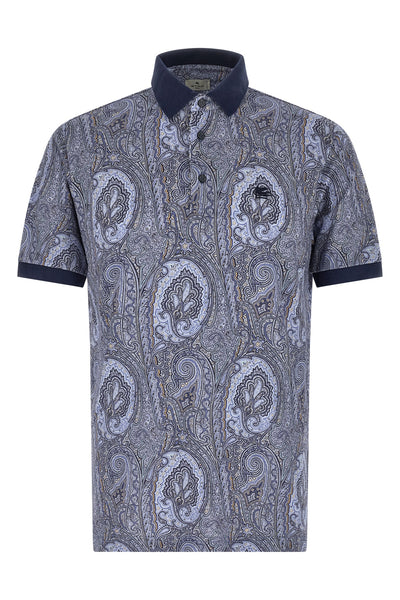 all-over arnica paisley pure cotton piquet polo shirt