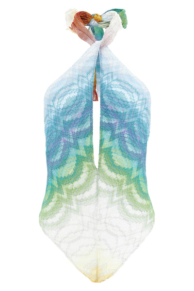 shaded viscose lamé one-piece swimsuit