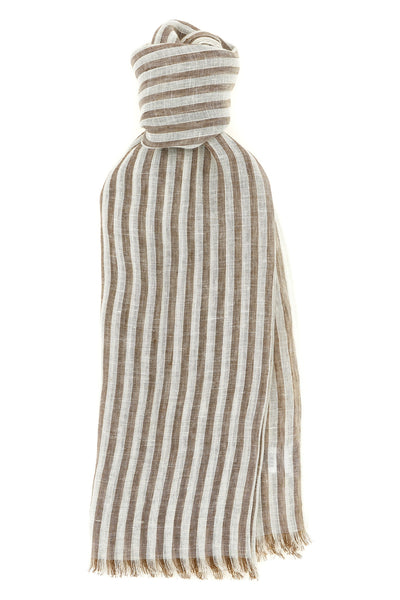sparkling striped pattern linen scarf worked