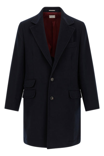 brunello cucinelli coat in light virgin wool cloth