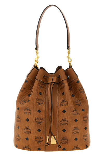 the bucket shoulder bag by mcm dessau defines a structured aesthetic through t