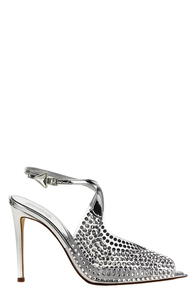 sandalo beiby in pelle laminata e pvc con applicazione strass