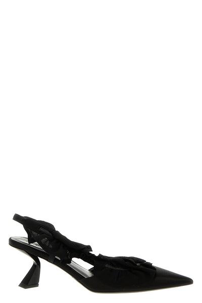 leather and satin slingback