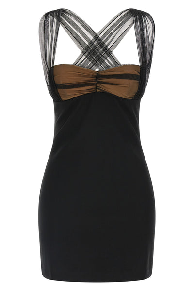 draped padded cup mini fluid viscose dress