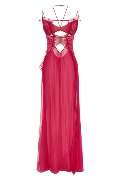 long frilled gown