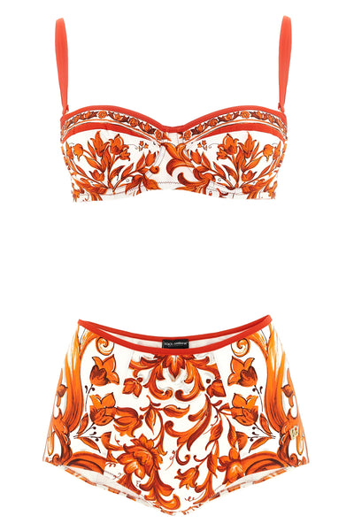 maiolica print stretch fabric bikini