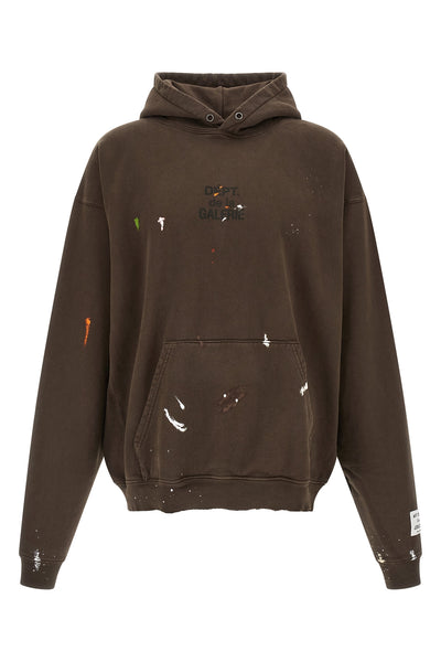 french logo painted cotton hoodie