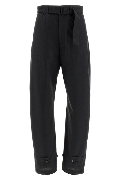 curved tailored straight pants in wool