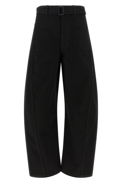 twisted belted heavy cotton denim jeans