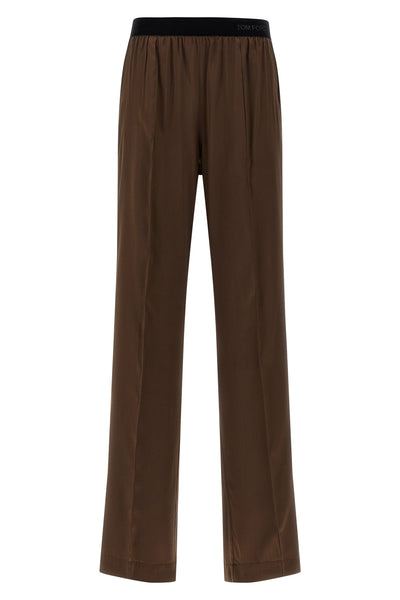 stretch silk satin pants