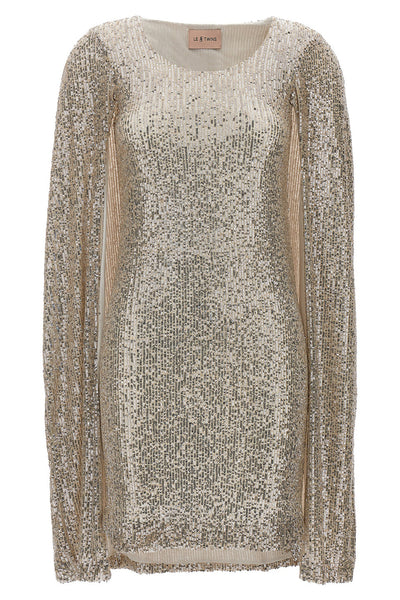 cashmere dress in a stretch fabric withll over sequin appliqué