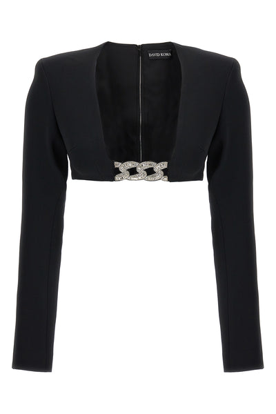 3d crystsal chain and square neck top in stretch cady