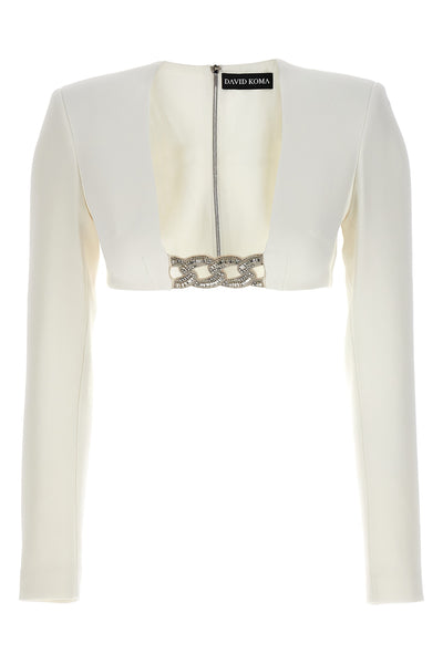 3d crystsal chain and square neck top in stretch cady