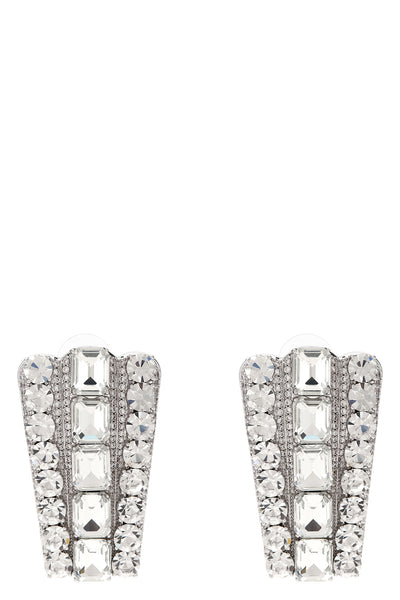 multi crystal silver-plated brass earrings