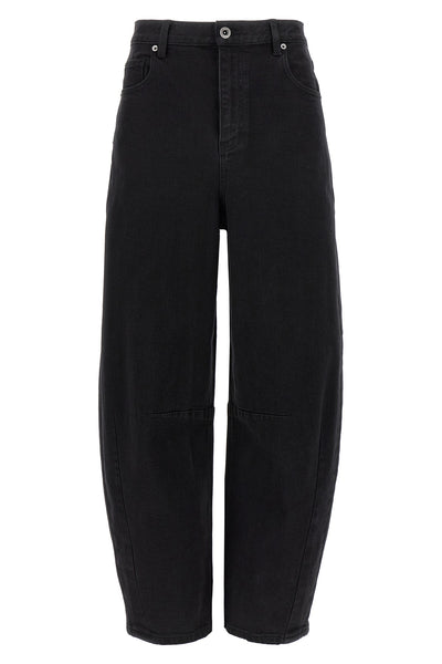 black barrel leg high-waisted cotton denim jeans
