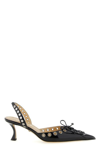 crystalized corset patent leather slingbacks