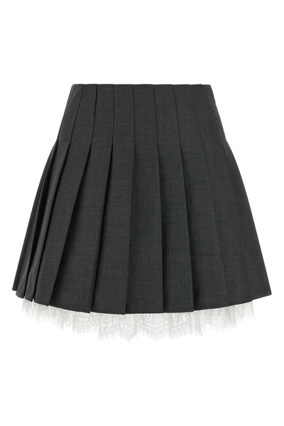 pleated mini skirt in slightly stretch wool blend