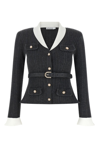 v-shaped cardigan flared at the waist