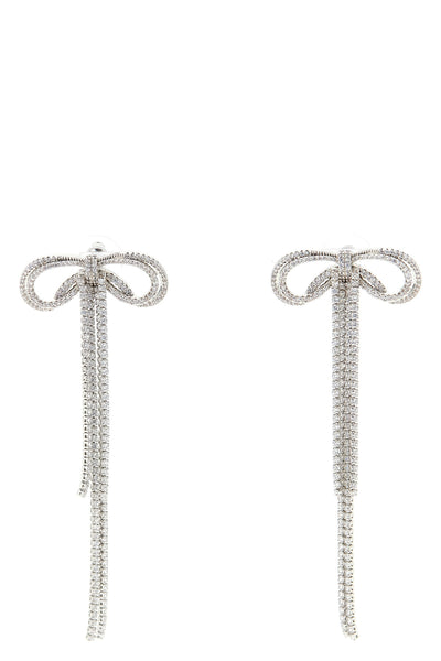 double crystal bow bow-shaped earrings in silver-plated brass