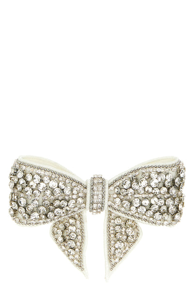 crystal embellished bow satin hair clip