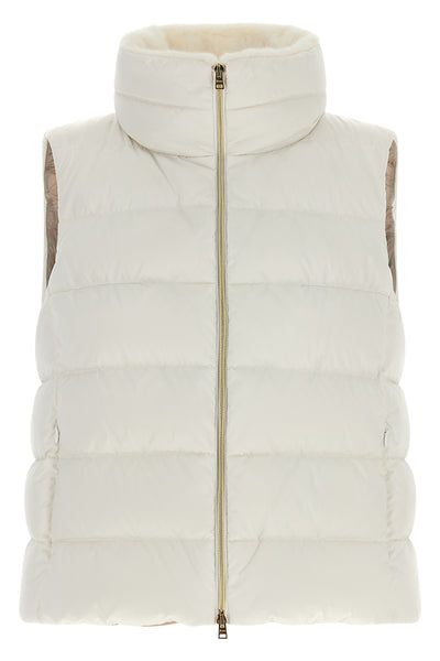 hernos padded vest redefines the volumes of outerwear through a tailor-inspired