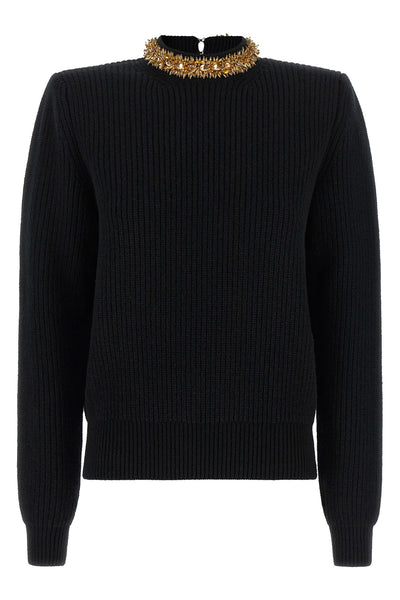 the balmain sweater in cashmere and virgin wool blend defines a structured and s