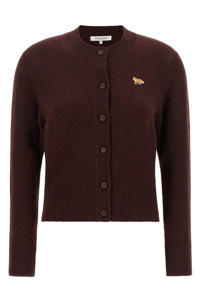 the maison kitsuné cardigan in pure lamb wool defines an essential and refined a