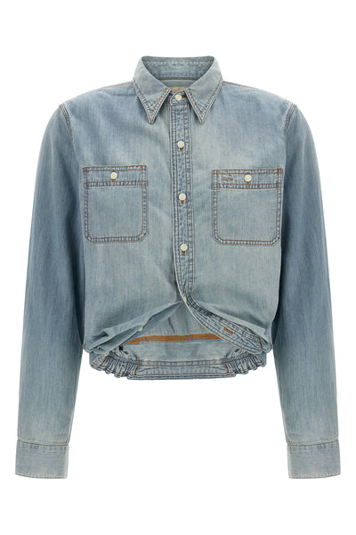 wrap around cotton denim shirt