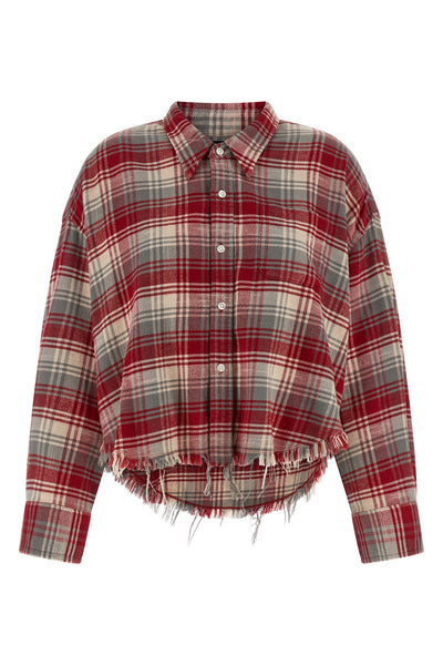 check print peach cotton shirt