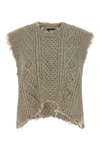 the boyfriend cable r13 vest redefines classic knitwear through a bold and dec