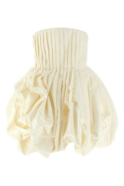 off-the-shoulder minidress in medium-weight silk faille