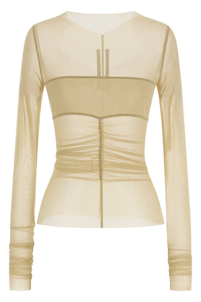 temple semi-transparent stretch nylon tulle top