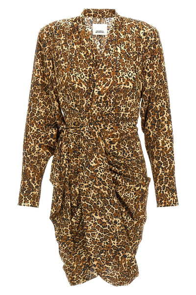 cleora leopard print stretch silk dress