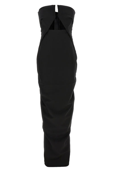 long prong gown off-the-shoulder wool dress