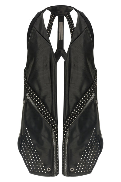 temple vest in shiny and heavy vegetable tanned ox leather