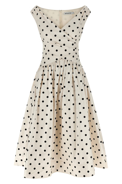 cream polka dot cotton midi polka dot print cotton dress